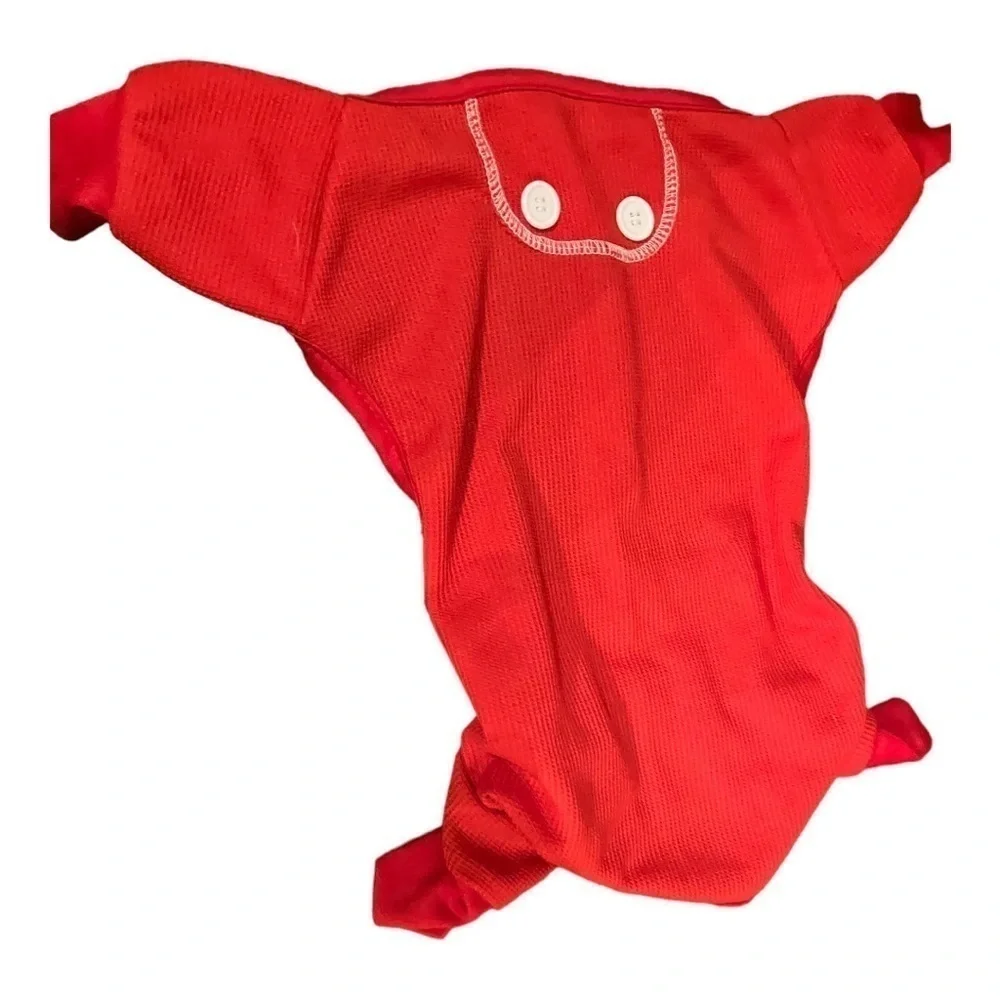 Doggie Red & White Polyester Outfit Size Medium Dog Cuffs